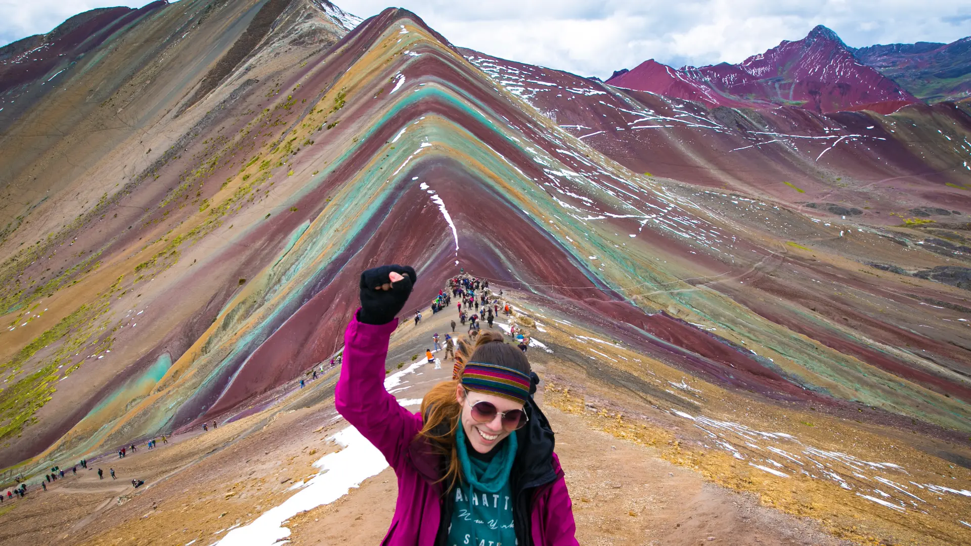 Travelers enjoying Seven Colors Tours to Rainbow Mountain