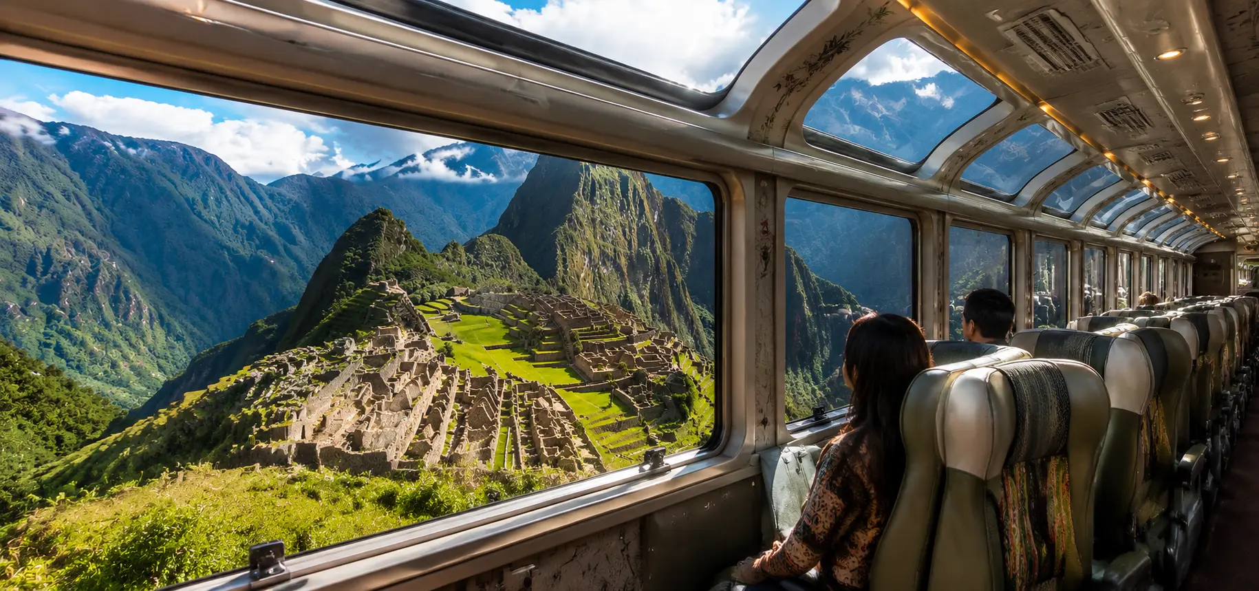 Vistadome train to Machu Picchu panoramic window view
