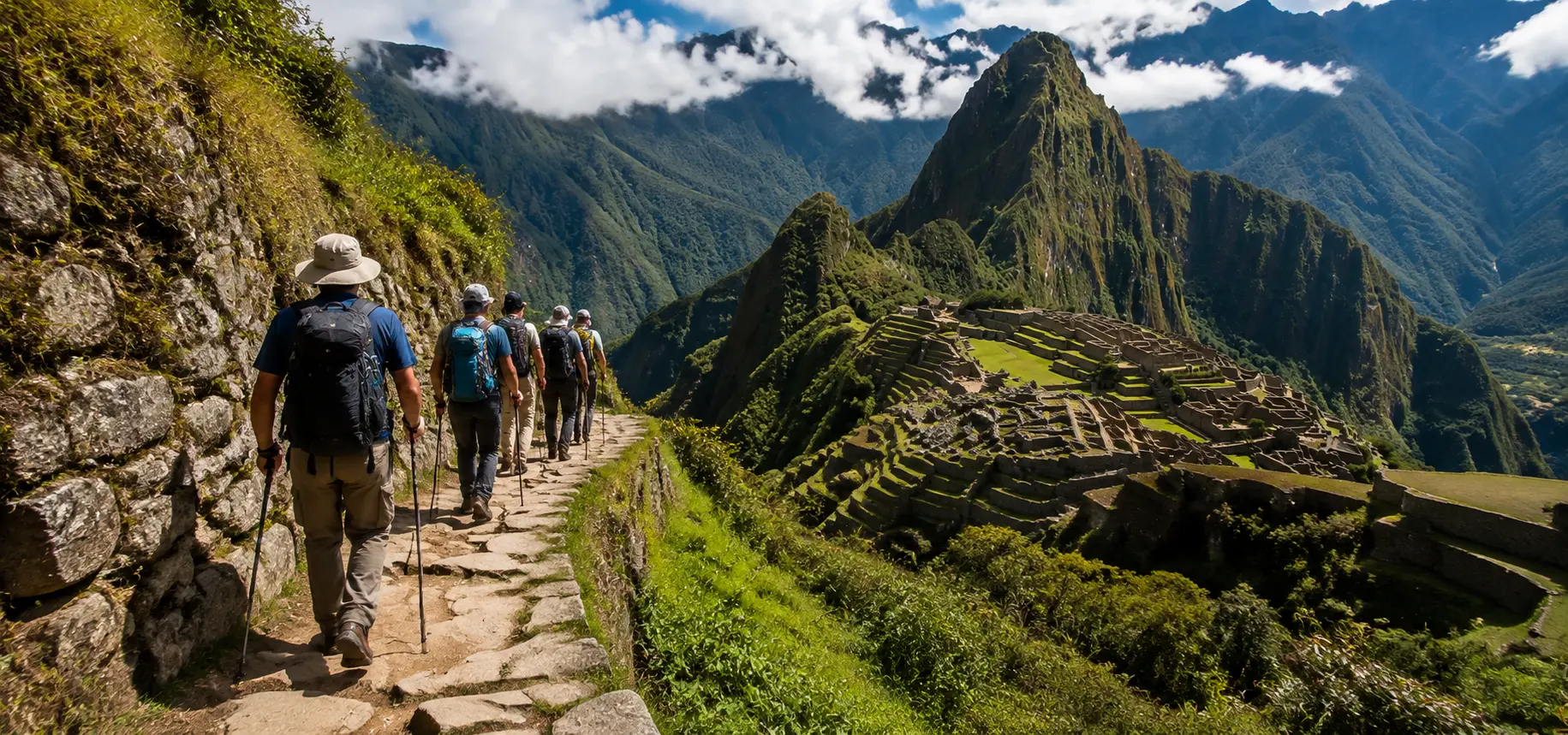 Inca Trail hikers, an alternative to the train to Machu Picchu